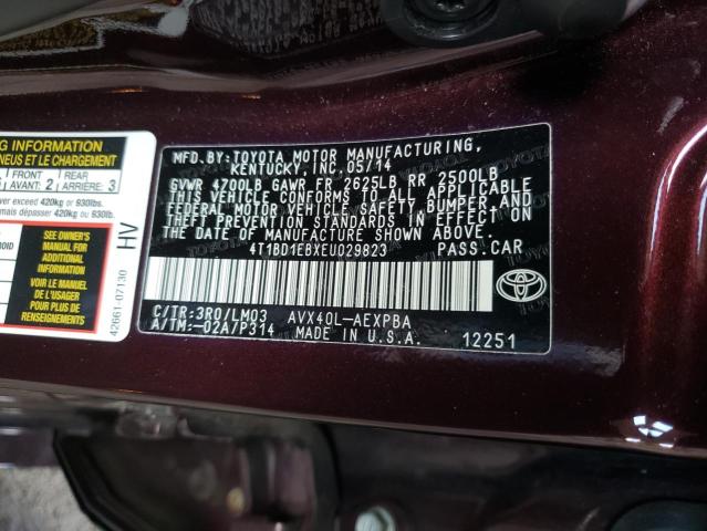 4T1BD1EBXEU029823 - 2014 TOYOTA AVALON HYB BURGUNDY photo 10