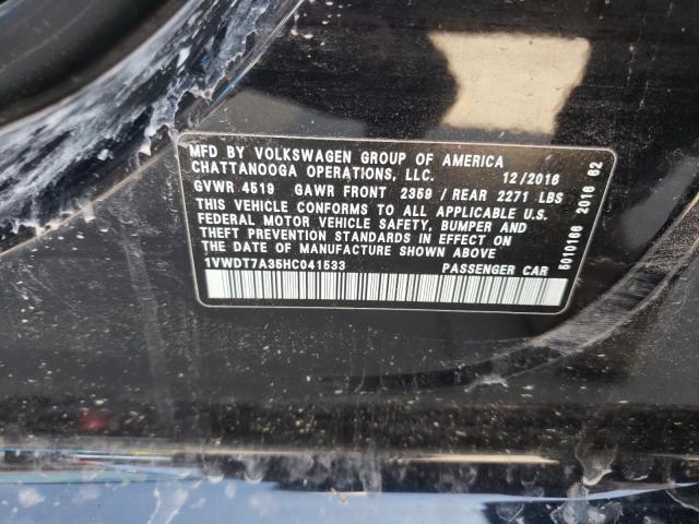 1VWDT7A35HC041533 - 2017 VOLKSWAGEN PASSAT R-L BLACK photo 10