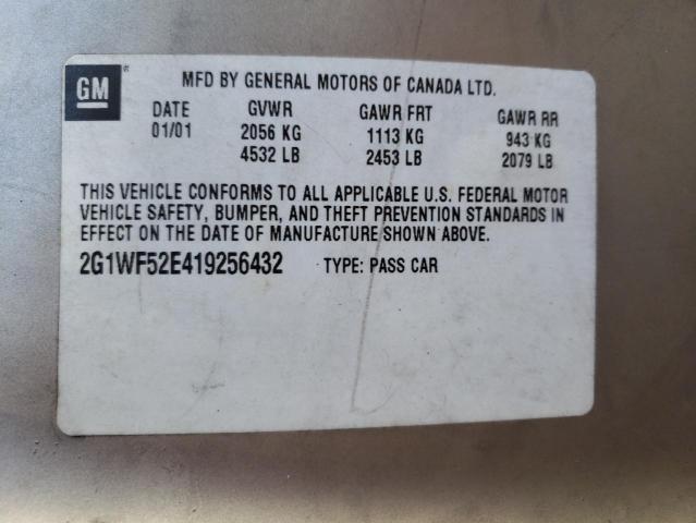 2G1WF52E419256432 - 2001 CHEVROLET IMPALA GOLD photo 10