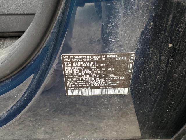 1V2MC2CA2LC204695 - 2020 VOLKSWAGEN ATLAS CROS Синий фото 10