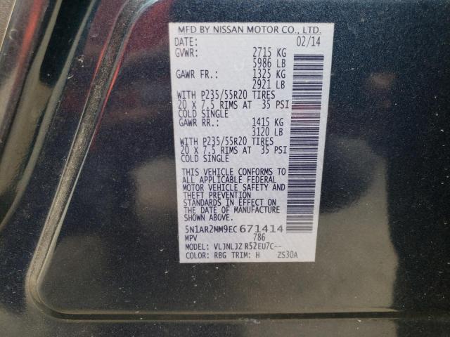 5N1AR2MM9EC671414 - 2014 NISSAN PATHFINDER BLUE photo 10