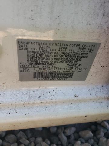 3N1CN8DV8ML880654 - 2021 NISSAN VERSA S WHITE photo 10