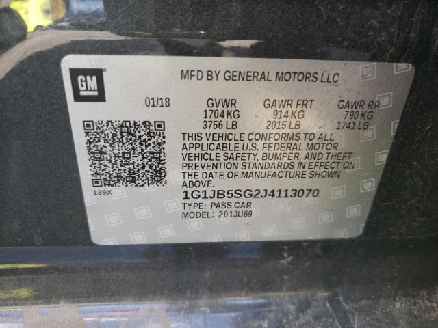 1G1JB5SG2J4113070 - 2018 CHEVROLET SONIC LS CHARCOAL photo 10