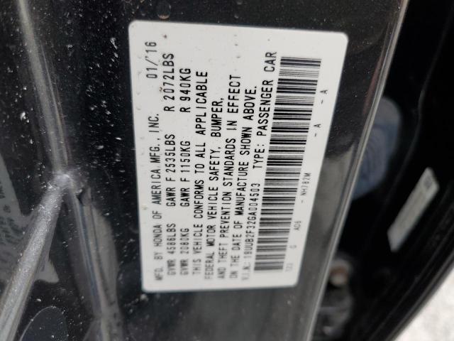 19UUB2F32GA004503 - 2016 ACURA TLX Czarny zdjęcie 10