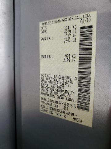 1N4AL2AP6AN474855 - 2010 NISSAN ALTIMA BAS SILVER photo 10