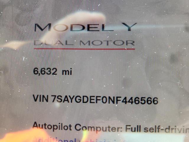 7SAYGDEF0NF446566 - 2022 TESLA MODEL Y Белый фото 8