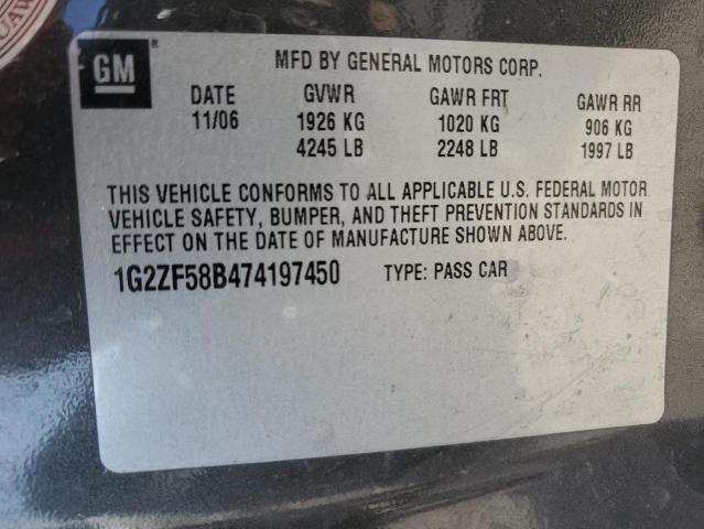 1G2ZF58B474197450 - 2007 PONTIAC G6 VALUE L CHARCOAL photo 10