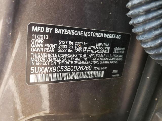 5UXWX9C53E0D26269 - 2014 BMW X3 XDRIVE2 TAN photo 10