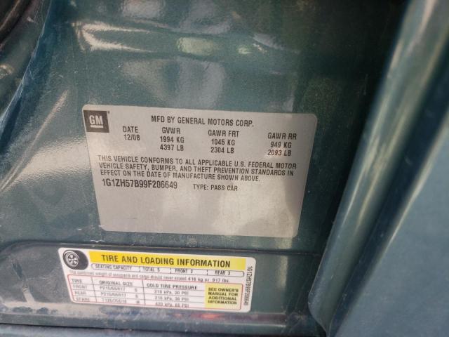 1G1ZH57B99F206649 - 2009 CHEVROLET MALIBU 1LT  photo 10