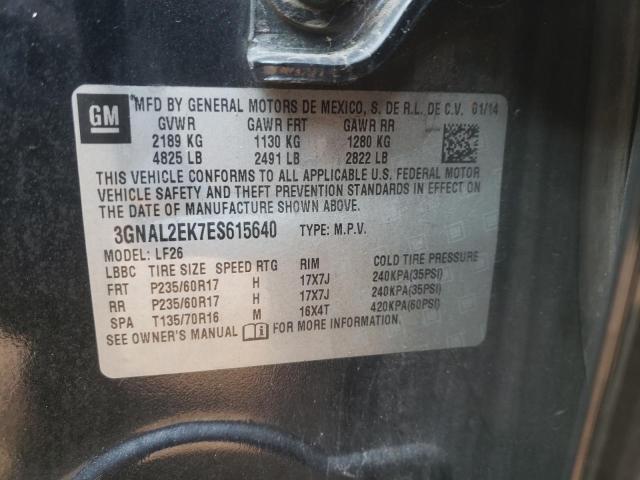 3GNAL2EK7ES615640 - 2014 CHEVROLET CAPTIVA LS 黑色 照片 10