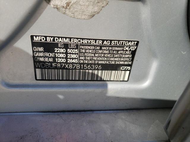 WDBUF87X87B156396 - 2007 MERCEDES-BENZ E 350 4MAT SILVER photo 10