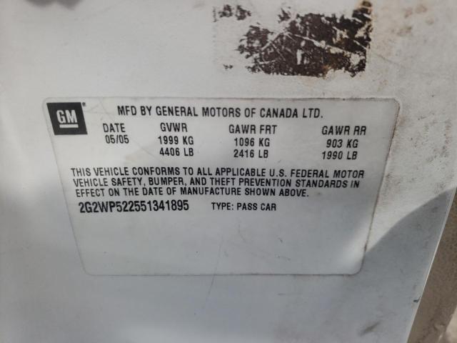 2G2WP522551341895 - 2005 PONTIAC GRAND PRIX თეთრი ფოტო 10