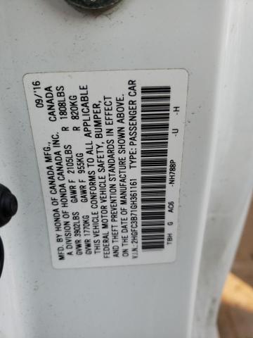 2HGFC3B71GH361161 - 2016 HONDA CIVIC EXL 白色 照片 10