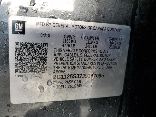 2G1125S37J9167085 - 2018 CHEVROLET IMPALA PRE CHARCOAL photo 10