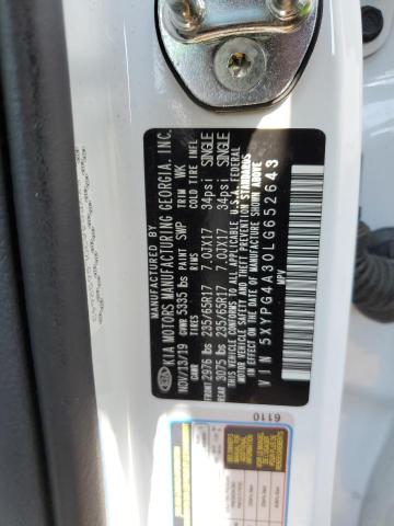 5XYPG4A30LG652643 - 2020 KIA SORENTO L WHITE photo 10