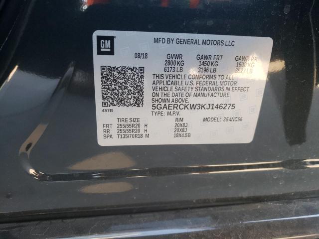 5GAERCKW3KJ146275 - 2019 BUICK ENCLAVE PR GRAY photo 10