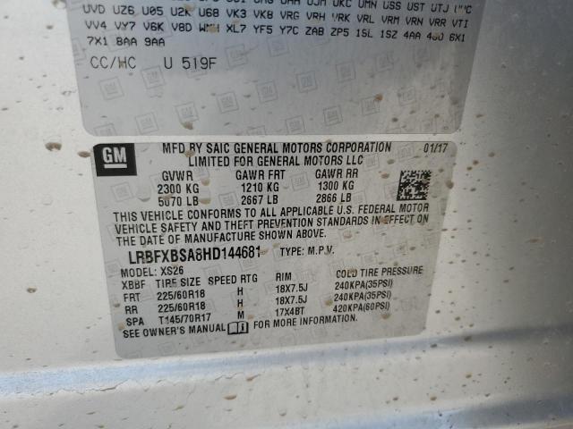 LRBFXBSA8HD144681 - 2017 BUICK ENVISION E 银色 照片 10