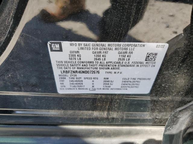 LRBFZNR46ND072676 - 2022 BUICK ENVISION E BLACK photo 10