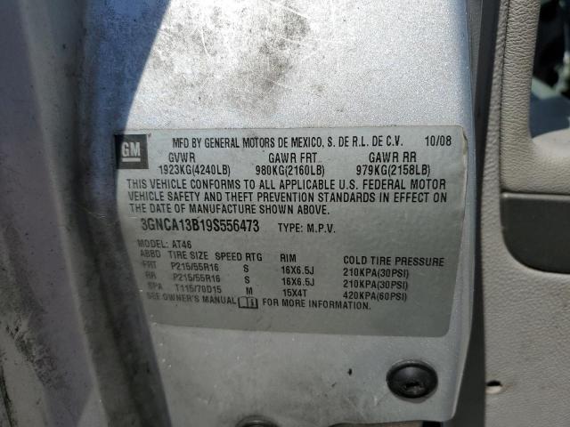 3GNCA13B19S556473 - 2009 CHEVROLET HHR LS SILVER photo 10