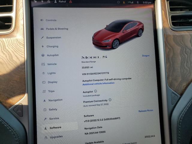 5YJSA1E23KF311772 - 2019 TESLA MODEL S Կարմիր լուսանկար 8