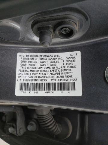 2HGFC2F84KH522964 - 2019 HONDA CIVIC SPOR 灰色 照片 10