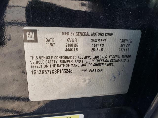 1G1ZK577X8F165248 - 2008 CHEVROLET MALIBU LTZ შავი ფოტო 10