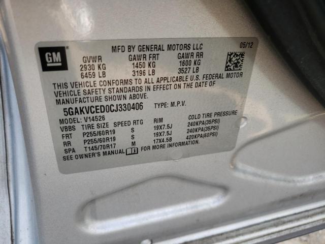 5GAKVCED0CJ330406 - 2012 BUICK ENCLAVE  photo 10