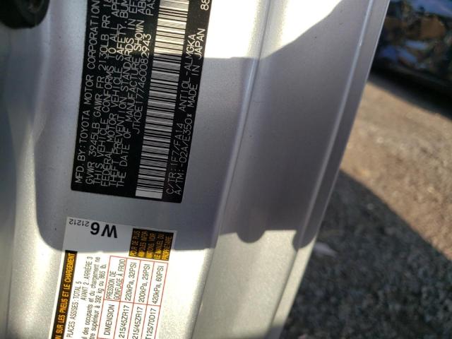 JTKDE177460082943 - 2006 TOYOTA SCION TC 银色 照片 10