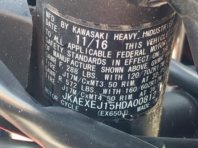 JKAEXEJ15HDA00812 - 2017 KAWASAKI EX650 J ნარინჯისფერი ფოტო 10