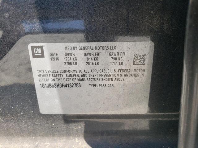 1G1JB5SH9H4132783 - 2017 CHEVROLET SONIC LS GRAY photo 10