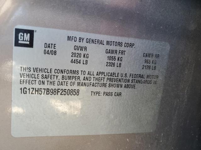 1G1ZH57B98F250858 - 2008 CHEVROLET MALIBU 1LT თაფლისფერი ფოტო 10