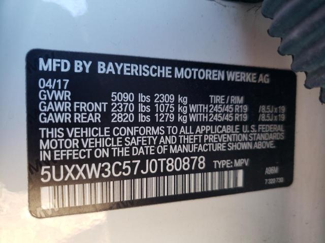 5UXXW3C57J0T80878 - 2018 BMW X4 XDRIVE2 WHITE photo 10