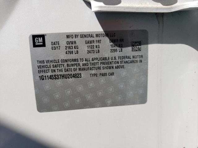 1G1145S37HU204823 - 2017 CHEVROLET IMPALA PRE თეთრი ფოტო 10