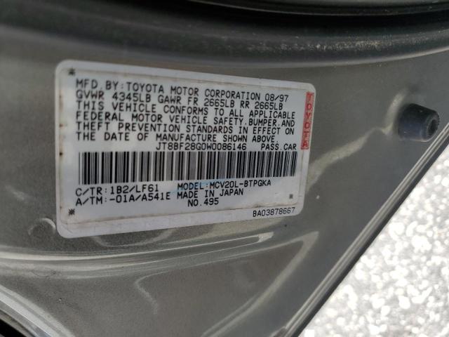 JT8BF28G0W0086146 - 1998 LEXUS ES 300 SILVER photo 10