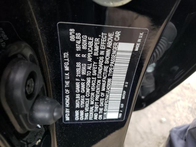 SHHFK7H41JU429086 - 2018 HONDA CIVIC SPOR BLACK photo 10