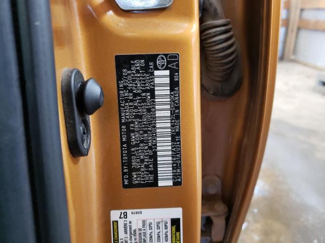 2T1KU40E39C008323 - 2009 TOYOTA MATRIX ORANGE photo 10