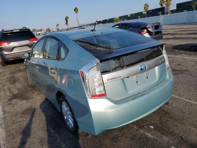 JTDKN3DP6E3052676 - 2014 TOYOTA PRIUS PLUG TURQUOISE photo 3