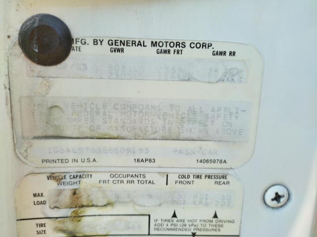 1G6AL5783EE609133 - 1984 CADILLAC ELDORADO WHITE photo 10