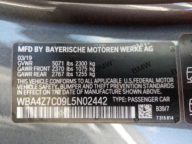 WBA4Z7C09L5N02442 - 2020 BMW 440XI GRAY photo 10