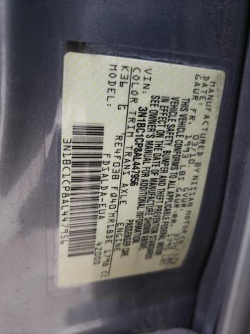 3N1BC1CP8AL447956 - 2010 NISSAN VERSA S GRAY photo 10