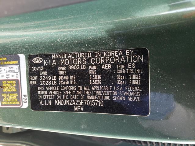 KNDJN2A25E7015710 - 2014 KIA SOUL GREEN photo 10