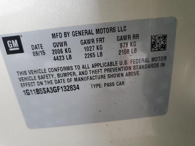 1G11B5SA3GF132834 - 2016 CHEVROLET MALIBU LIM 金色 照片 10