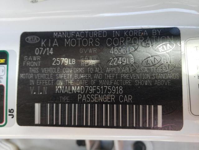 KNALN4D79F5175918 - 2015 KIA CADENZA PR WHITE photo 10