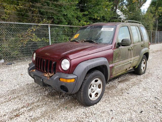 1J4GL48K13W537703 - 2003 JEEP LIBERTY SP MAROON photo 2