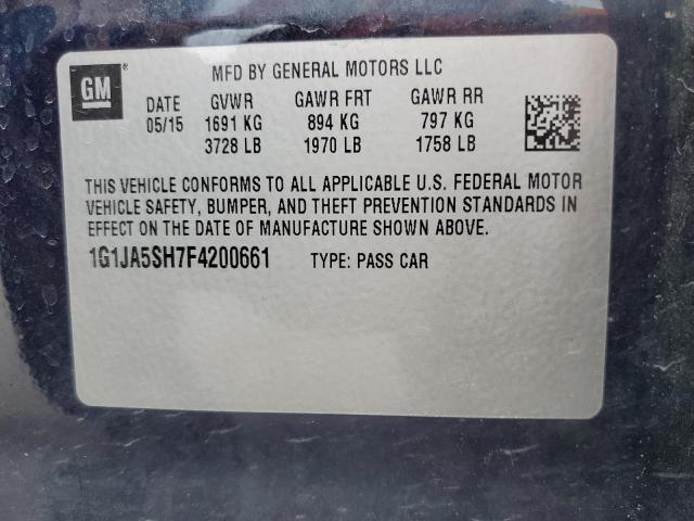 1G1JA5SH7F4200661 - 2015 CHEVROLET SONIC LS BLUE photo 10