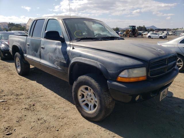 1B7HG38N42S636606 - 2002 DODGE DAKOTA BLACK photo 1