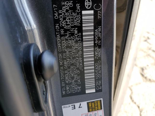 JTDKARFP8H3021316 - 2017 TOYOTA PRIUS PRIM 灰色 照片 10