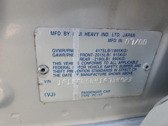 JF1SF65641G734923 - 2001 SUBARU FORESTER S  foto 10