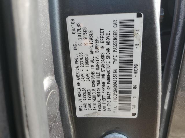 1HGCP26499A165164 - 2009 HONDA ACCORD LXP CHARCOAL photo 10