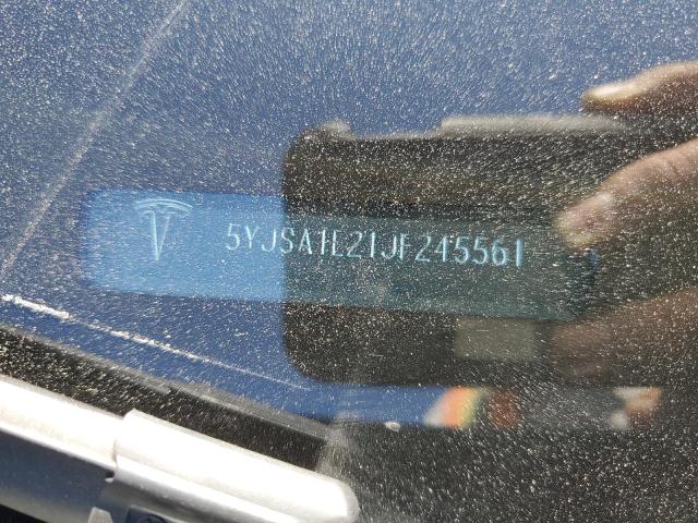 5YJSA1E21JF245561 - 2018 TESLA MODEL S Կապույտ լուսանկար 10